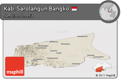 Shaded Relief Panoramic Map of Kab. Sarolangun Bangko, cropped outside