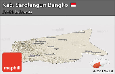 Shaded Relief Panoramic Map of Kab. Sarolangun Bangko, cropped outside