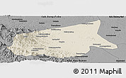 Shaded Relief Panoramic Map of Kab. Sarolangun Bangko, darken, desaturated