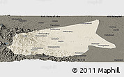 Shaded Relief Panoramic Map of Kab. Sarolangun Bangko, darken