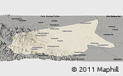 Shaded Relief Panoramic Map of Kab. Sarolangun Bangko, darken, semi-desaturated