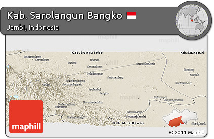 Shaded Relief Panoramic Map of Kab. Sarolangun Bangko