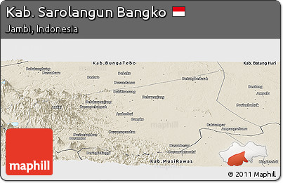 Shaded Relief Panoramic Map of Kab. Sarolangun Bangko