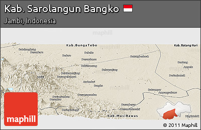 Shaded Relief Panoramic Map of Kab. Sarolangun Bangko