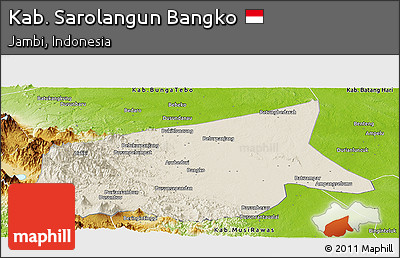 Shaded Relief Panoramic Map of Kab. Sarolangun Bangko, physical outside