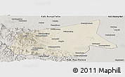 Shaded Relief Panoramic Map of Kab. Sarolangun Bangko, semi-desaturated