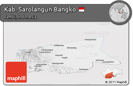Silver Style Panoramic Map of Kab. Sarolangun Bangko, single color outside
