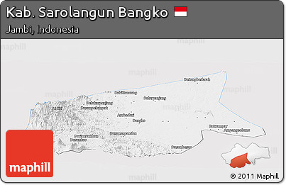 Silver Style Panoramic Map of Kab. Sarolangun Bangko, single color outside