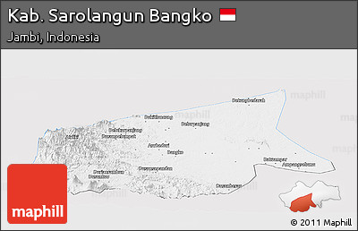 Silver Style Panoramic Map of Kab. Sarolangun Bangko, single color outside