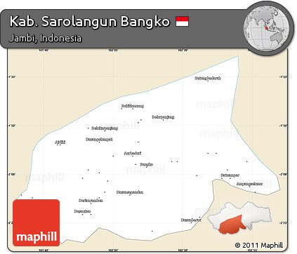 Classic Style Simple Map of Kab. Sarolangun Bangko, single color outside