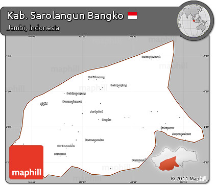 Gray Simple Map of Kab. Sarolangun Bangko, cropped outside