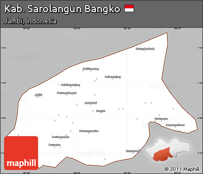 Gray Simple Map of Kab. Sarolangun Bangko, cropped outside