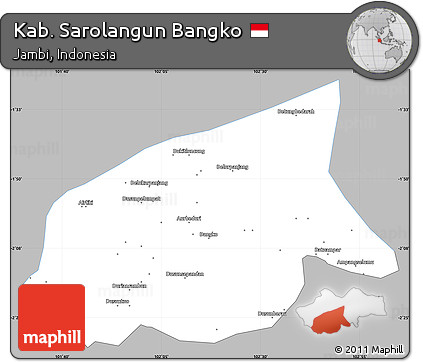 Gray Simple Map of Kab. Sarolangun Bangko, single color outside