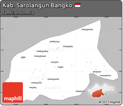 Gray Simple Map of Kab. Sarolangun Bangko, single color outside