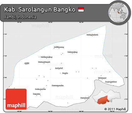 Silver Style Simple Map of Kab. Sarolangun Bangko, single color outside