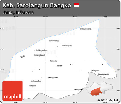 Silver Style Simple Map of Kab. Sarolangun Bangko, single color outside