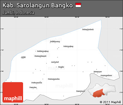 Silver Style Simple Map of Kab. Sarolangun Bangko, single color outside