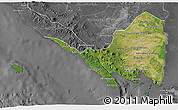 Satellite 3D Map of Lampung, desaturated
