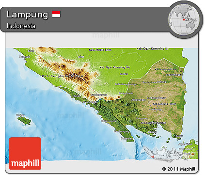 Satellite 3D Map of Lampung, physical outside