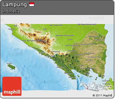 Satellite 3D Map of Lampung, physical outside