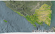 Satellite 3D Map of Lampung, semi-desaturated