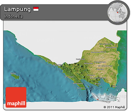 Satellite 3D Map of Lampung, single color outside