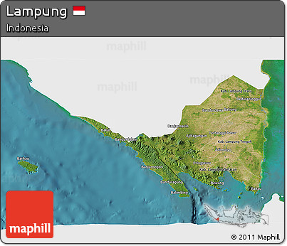 Satellite 3D Map of Lampung, single color outside