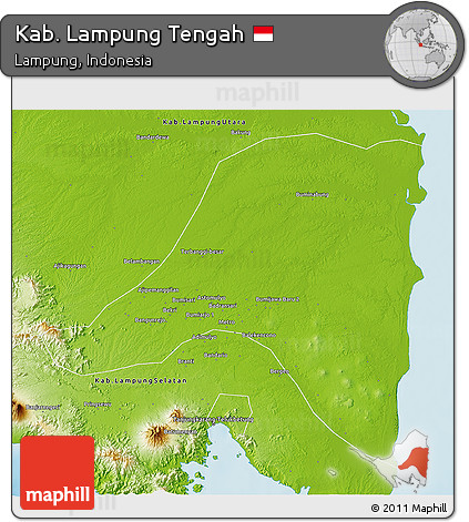Physical 3D Map of Kab. Lampung Tengah