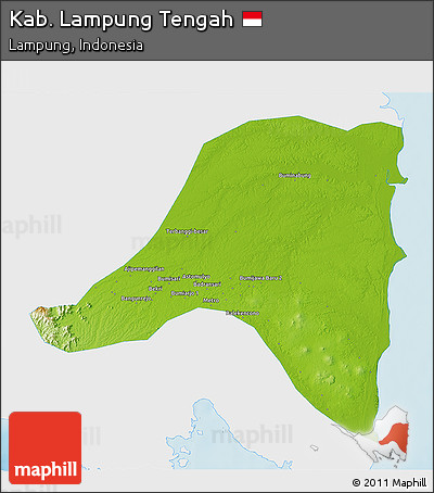 Physical 3D Map of Kab. Lampung Tengah, single color outside