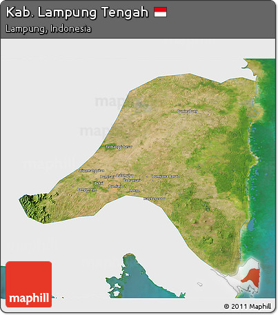 Satellite 3D Map of Kab. Lampung Tengah, single color outside
