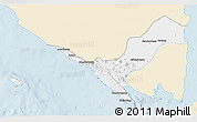 Classic Style 3D Map of Kab. Lampung Utara, single color outside