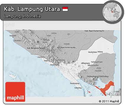 Gray 3D Map of Kab. Lampung Utara