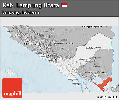 Gray 3D Map of Kab. Lampung Utara