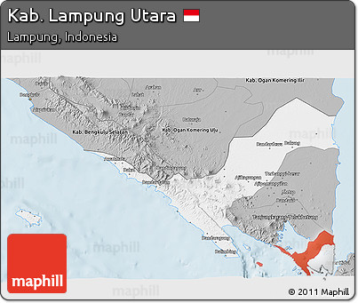 Gray 3D Map of Kab. Lampung Utara