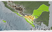 Physical 3D Map of Kab. Lampung Utara, darken, semi-desaturated