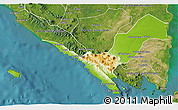 Physical 3D Map of Kab. Lampung Utara, satellite outside