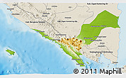 Physical 3D Map of Kab. Lampung Utara, shaded relief outside