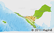 Physical 3D Map of Kab. Lampung Utara, single color outside