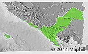 Political 3D Map of Kab. Lampung Utara, desaturated