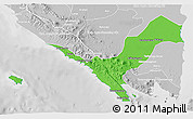 Political 3D Map of Kab. Lampung Utara, lighten, desaturated