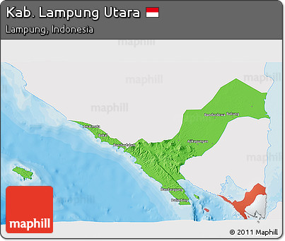 Political 3D Map of Kab. Lampung Utara, single color outside