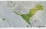 Satellite 3D Map of Kab. Lampung Utara, lighten, semi-desaturated