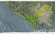 Satellite 3D Map of Kab. Lampung Utara, semi-desaturated