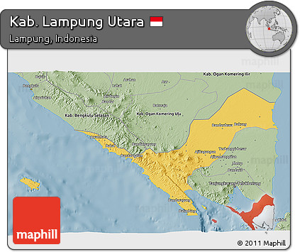 Savanna Style 3D Map of Kab. Lampung Utara