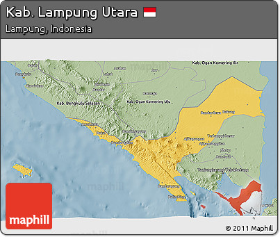 Savanna Style 3D Map of Kab. Lampung Utara
