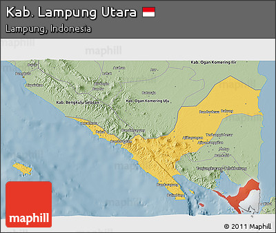 Savanna Style 3D Map of Kab. Lampung Utara