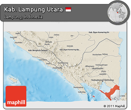Shaded Relief 3D Map of Kab. Lampung Utara
