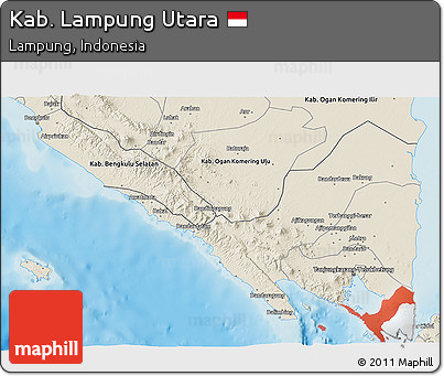 Shaded Relief 3D Map of Kab. Lampung Utara