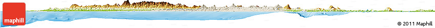 Shaded Relief Horizon Map of Kab. Lampung Utara, physical outside