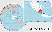 Gray Location Map of Kab. Lampung Utara, highlighted country, highlighted parent region